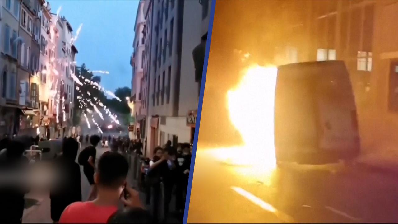 Beeld uit video: Explosies en branden tijdens vierde nacht rellen in Frankrijk