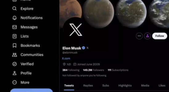 Elon Musk enthuellt neues „X Logo das den blauen Vogel von