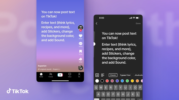 TikTok fuegt Unterstuetzung fuer Textbeitraege hinzu