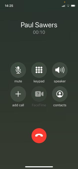 Platzierung der Schaltfläche „Anruf beenden“ in iOS 16