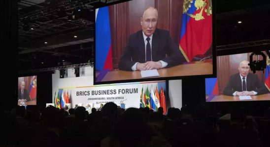 Putin Russlands Putin nimmt aus der Ferne am Brics Gipfel in