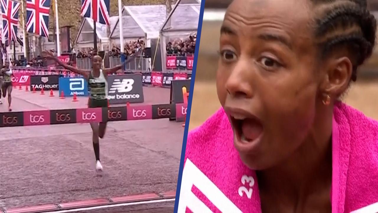 Beeld uit video: Zo won Sifan Hassan de marathon van Londen