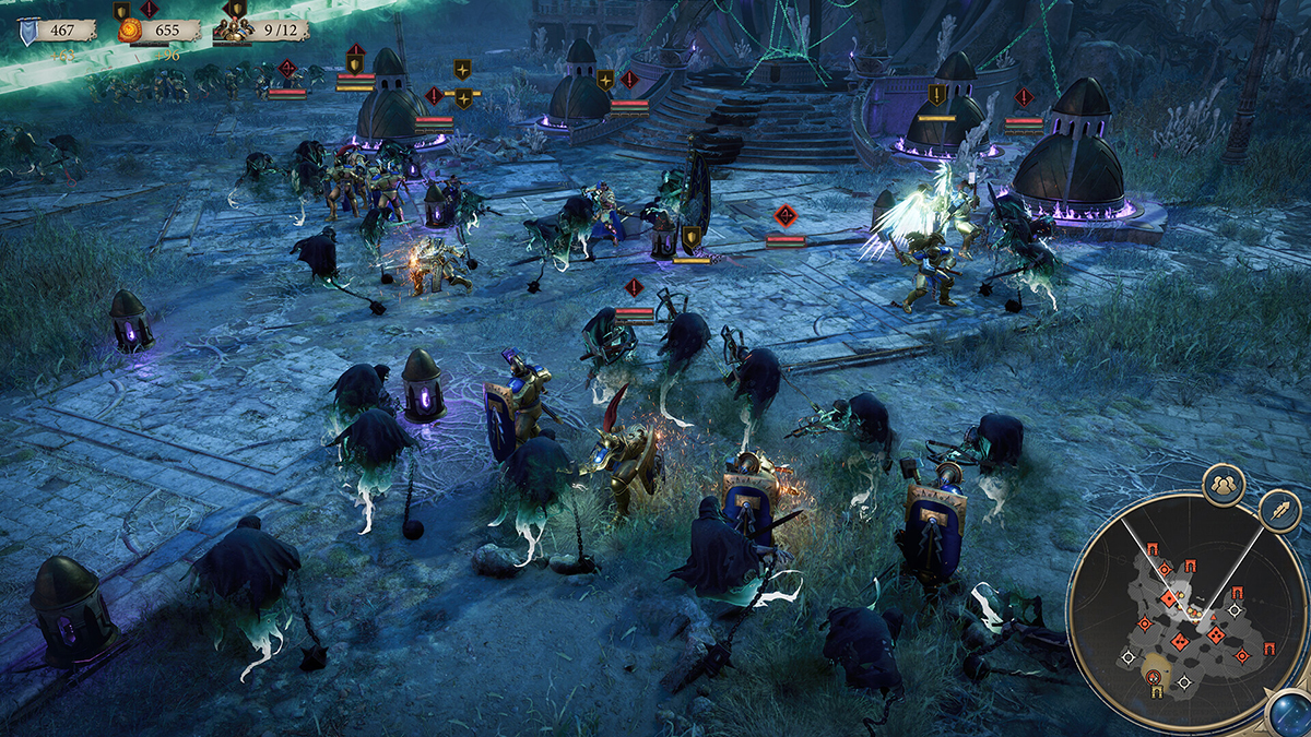 Ein Bild aus Warhammer Age of Sigmar: Realms of Ruin, das die Fehler des Spiels mit denen von Dawn of War 2 und 3 vergleicht.