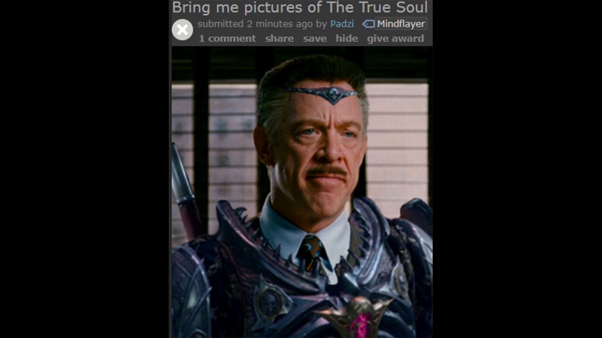 Memes zu Baldurs Gate 3 – Ein manipuliertes Bild, das J. Jonah Jameson aus Spider-Man im Spiel zeigt.