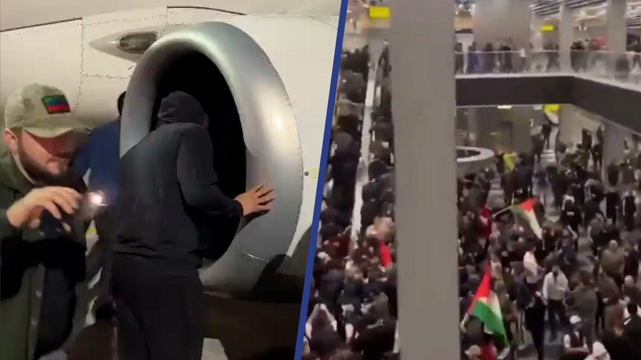 Beeld uit video: Russisch vliegveld wordt bestormd na landing Israëlisch toestel