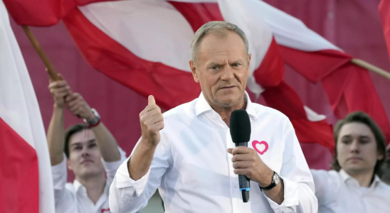 Der polnische Oppositionsfuehrer Donald Tusk fuehrt den Marsch an um