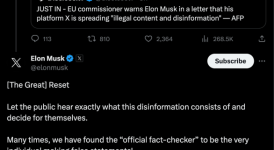 EU warnt Elon Musks X dringend wegen illegaler Inhalte und