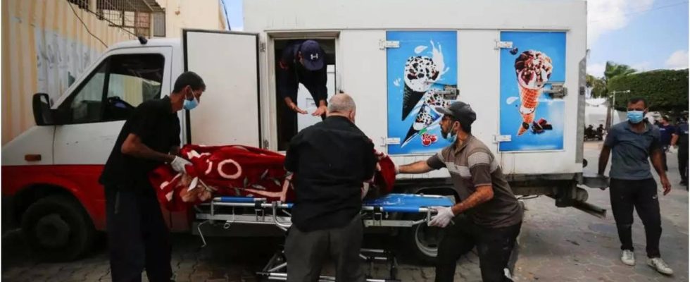 Gaza Israel Hamas Konflikt Leichen werden in Eiswagen in Gaza gelagert