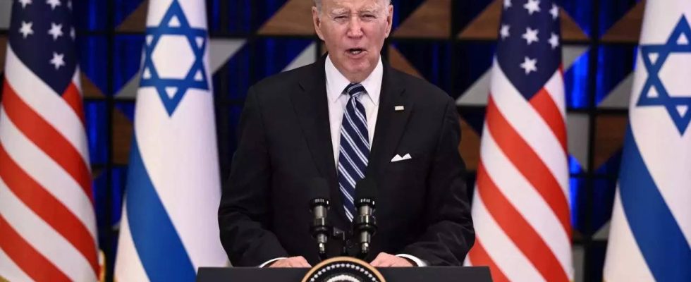 US Praesident Biden haelt eine Ansprache an die Nation zu Israel