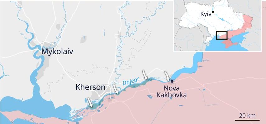 Die Ukraine meldet dass mehr Truppen den Dnipro ueberqueren und