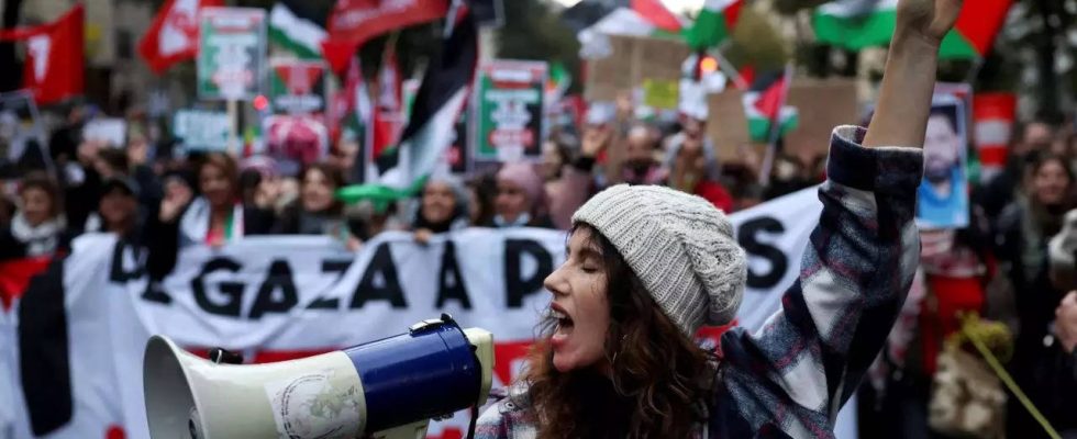 Palaestina Pariser Demonstranten fordern Waffenstillstand im Gazastreifen