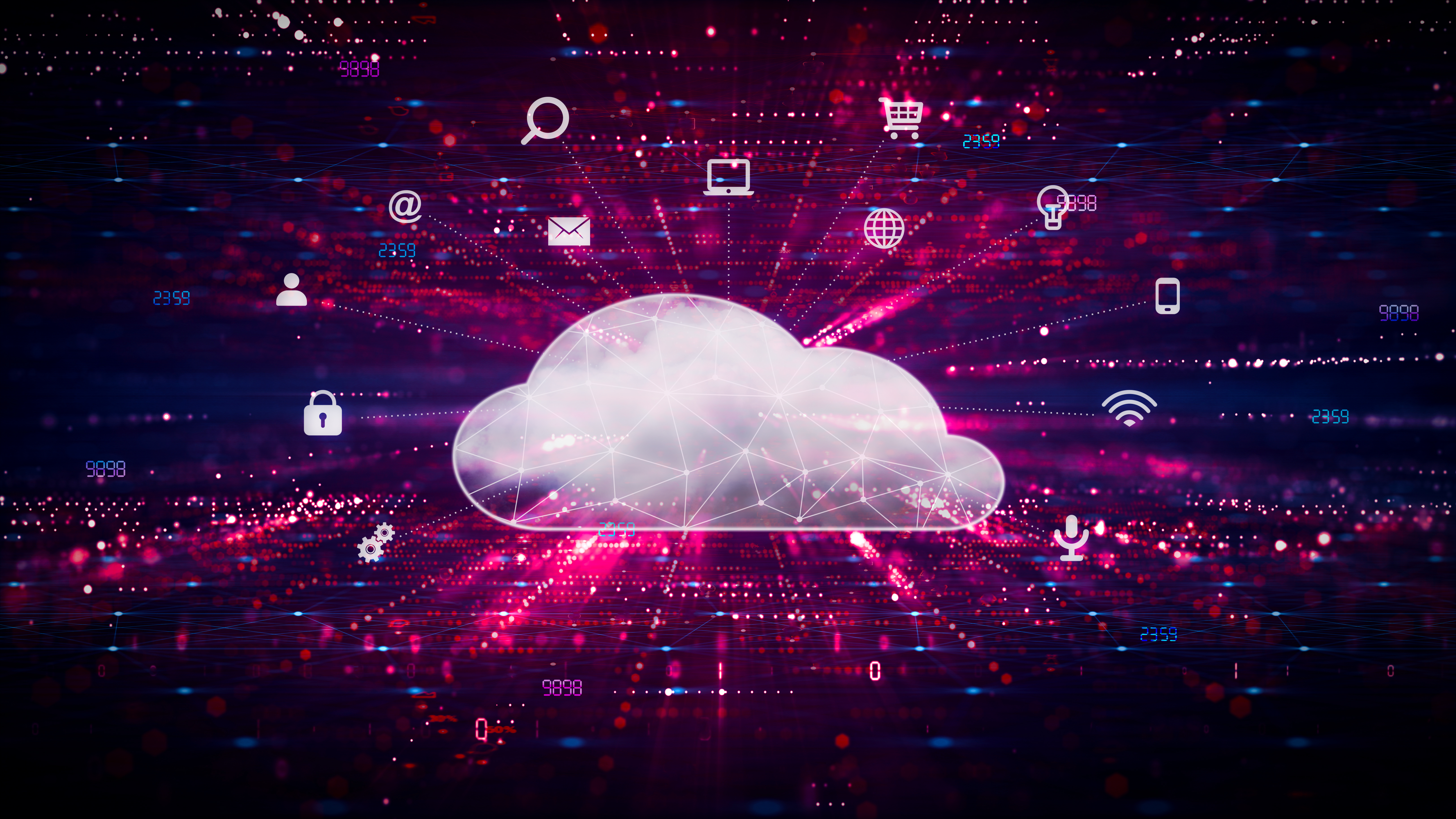 Cloud-Computing-Konzept mit digitalen Cloud- und IT-Symbolen