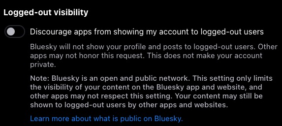Die Sichtbarkeitseinstellungen für abgemeldete Benutzer von Bluesky gelten für die eigene App und Website