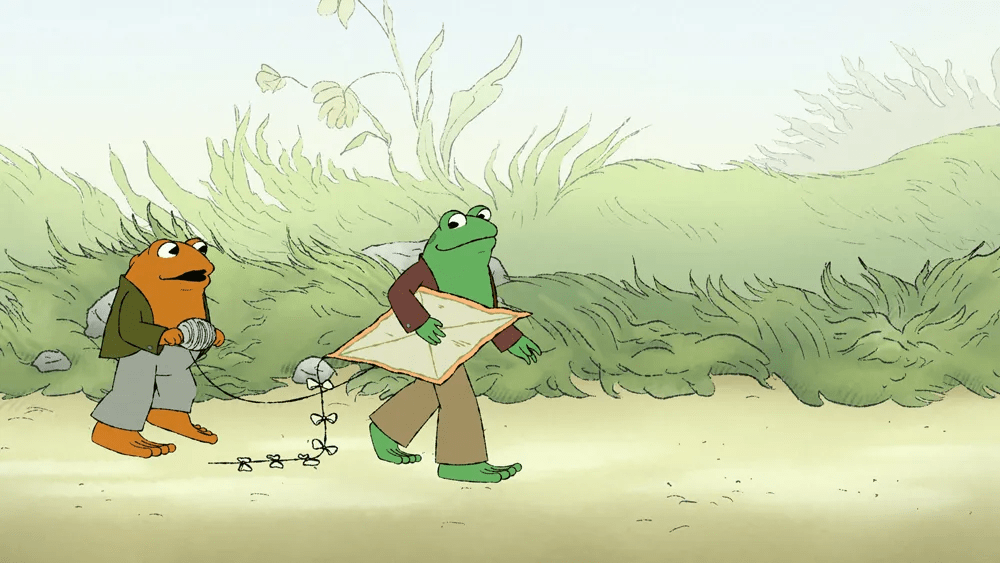 Frosch und Kröte gehen die Straße entlang.  Dieses Bild ist Teil eines Artikels über die besten Zeichentrickserien des Jahres 2023.