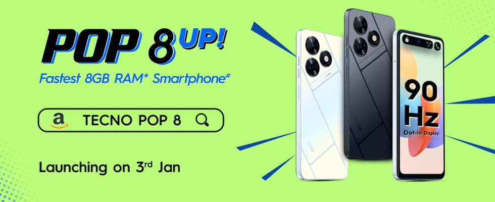 Das Smartphone Tecno Pop 8 wird am 3 Januar in