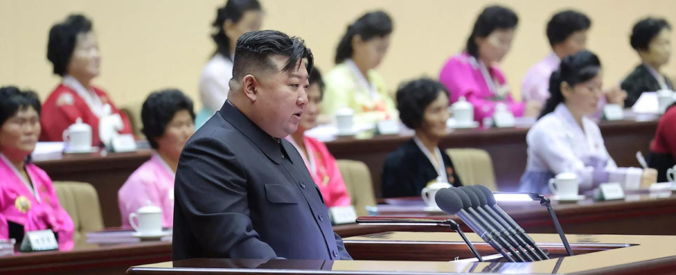 Kim Jong Un weint als er nordkoreanische Frauen dazu draengt