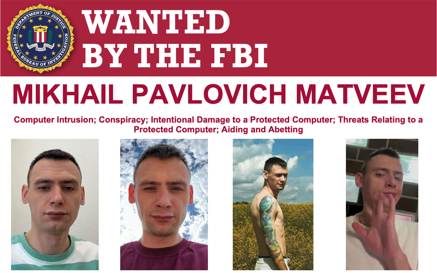 Das Fahndungsplakat des FBI für Michail Matwejew.