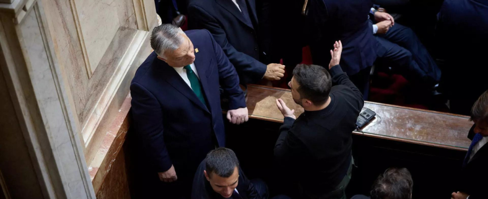 Tollwut Zelenskiyy wurde kurz im Gespraech mit Ungarns Orban in