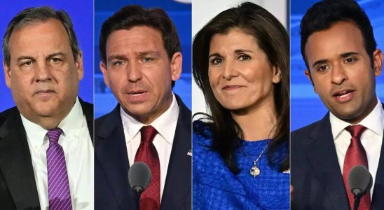 Vier Republikaner werden bei der vierten Praesidentschaftsdebatte auf der Buehne