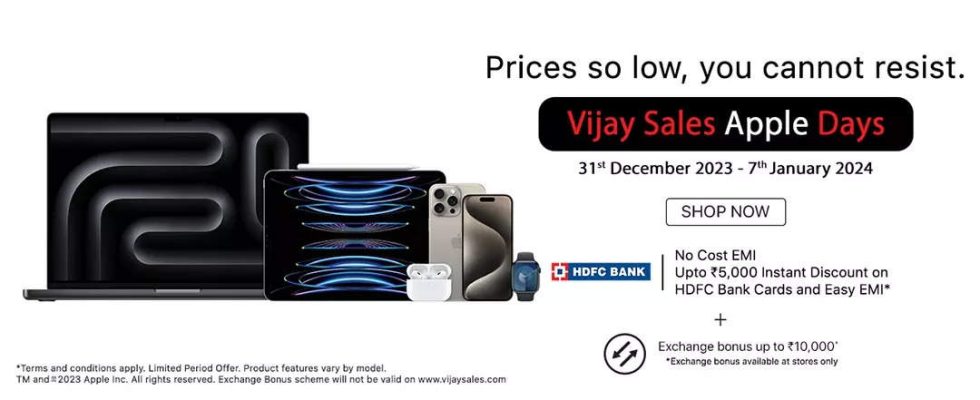 Vijay Sales kuendigt Apple Days Sale an Angebote und Rabatte