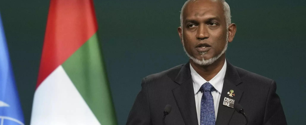 Der Praesident der Malediven Mohamed Muizzu und First Lady Sajidha