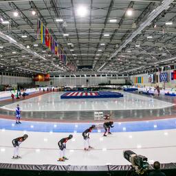 Programm und niederlaendische Teilnehmer beim Eislauf Weltcup in Salt Lake City