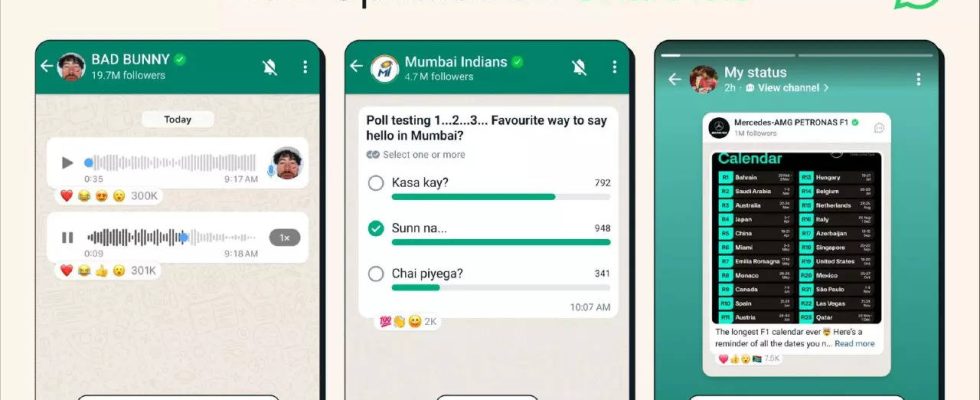 WhatsApp fuehrt Sprachnotizen und drei weitere Funktionen fuer Kanaele ein