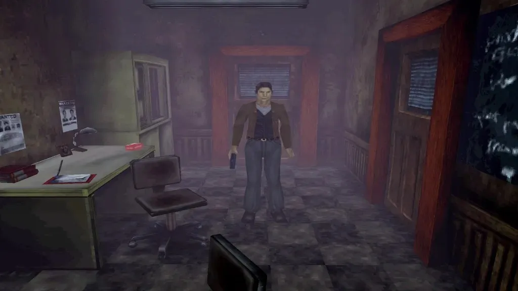 Eine Figur, die eine Waffe hält.  Dieses Bild ist Teil eines Artikels darüber, wie mich das Original von Silent Hill auch nach 25 Jahren immer noch verfolgt