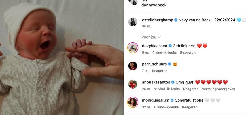 Donny van de Beek und Estelle Bergkamp begruessen zweites Kind