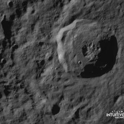 Mondlander Odysseus steht aufrecht auf dem Mond und sendet Fotos