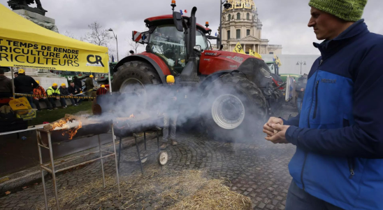 Wuetende Bauern bereiten sich darauf vor Macron auf der Pariser