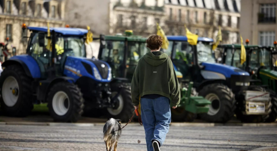 Wuetende franzoesische Bauern stuermen die Landwirtschaftsmesse in Paris