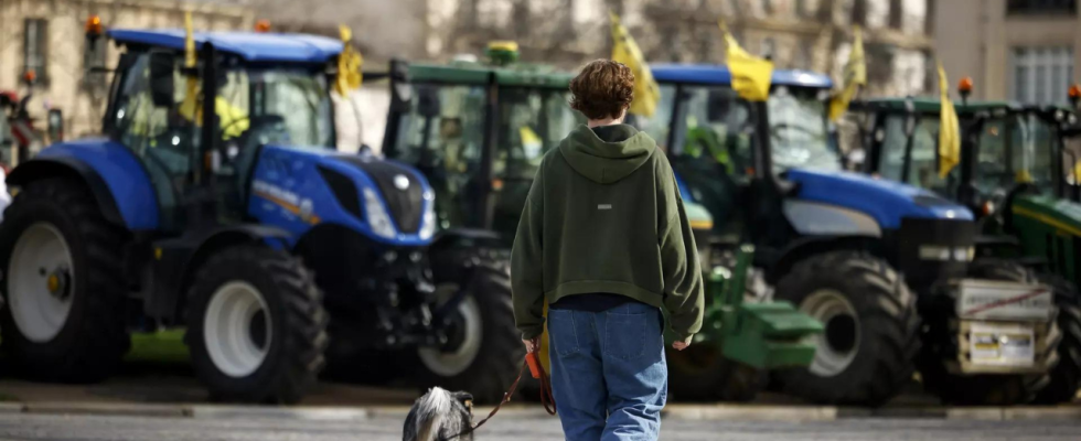 Wuetende franzoesische Bauern stuermen die Landwirtschaftsmesse in Paris