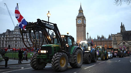 Britische Bauern fahren mit Traktoren ins Zentrum von London VIDEO