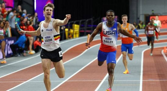 Niederlaendische Staffelmaenner holen Bronze im 4x400 Meter Lauf bei den Hallenweltmeisterschaften