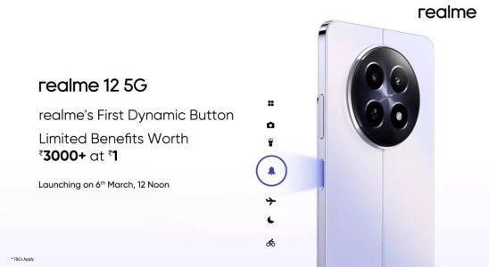 Realme 12 5G wird mit der dynamischen Aktionstaste des iPhones