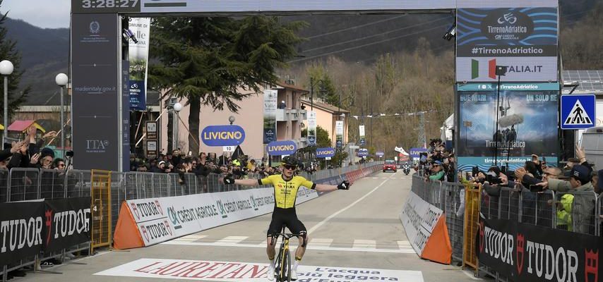 Vingegaard Soli zum Double auf der fuenften Etappe Tirreno Adriatico Radfahren
