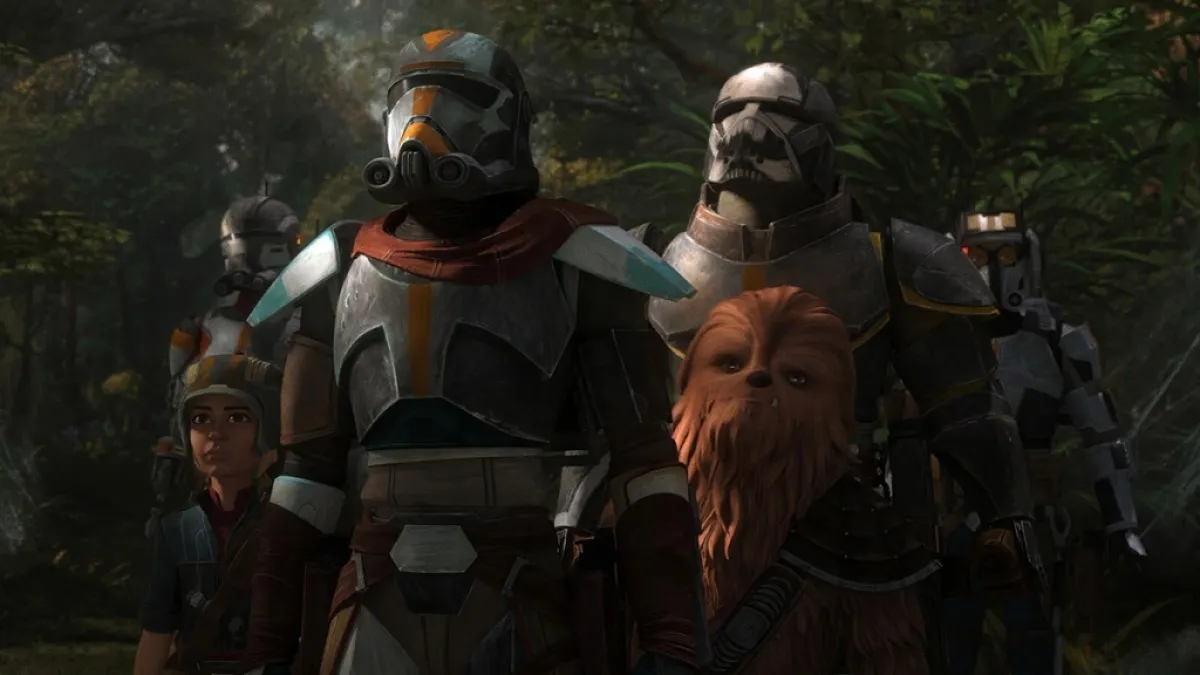 Clone Force 99 und ein Wookiee-Verbündeter in Star Wars: The Bad Batch
