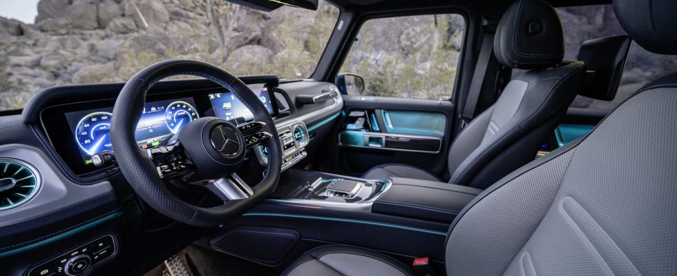 Die vollelektrische Mercedes G Klasse steigert die Technik und die Gelaendetauglichkeit