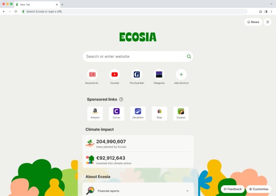 Ecosia fuehrt einen plattformuebergreifenden Browser ein und startet ein Affiliate Link Programm