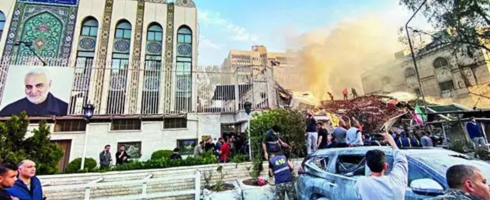 Ein Teil des iranischen Konsulats in Damaskus wurde dem Erdboden