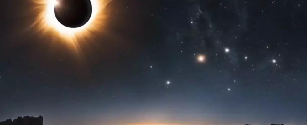 Erleben Sie unter anderem die „Planetenparade waehrend der totalen Sonnenfinsternis