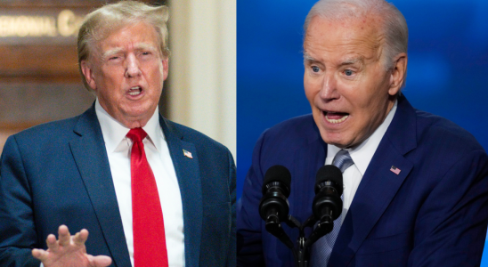 Joe Biden geht auf Wahlkampftour waehrend Donald Trump mit Stoerungen