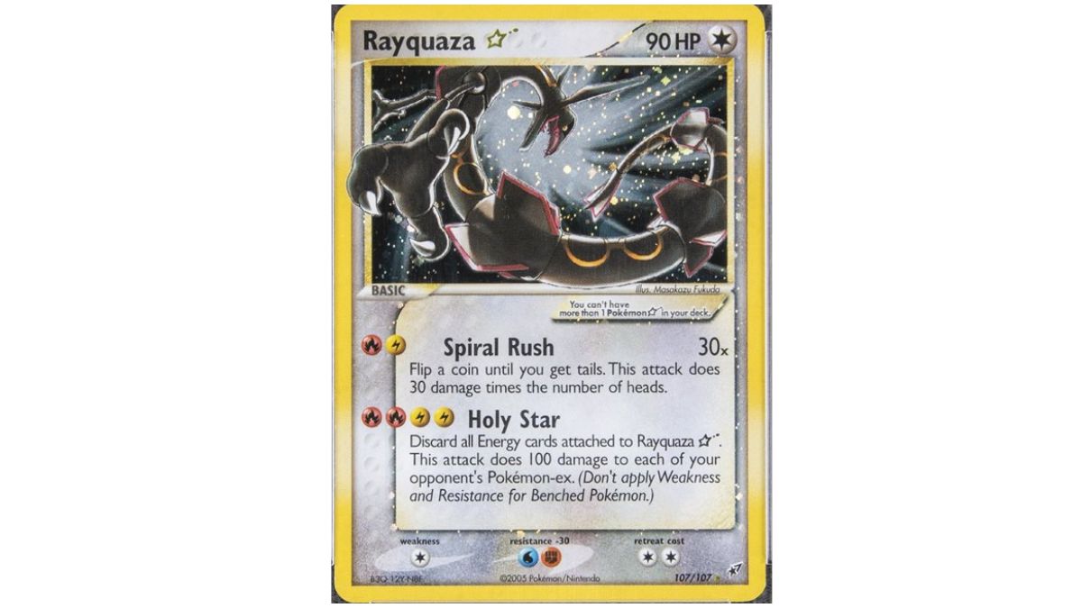 Bild eines mit PSA bewerteten Gold Star Holo Rayquaza aus dem Pokemon TCG