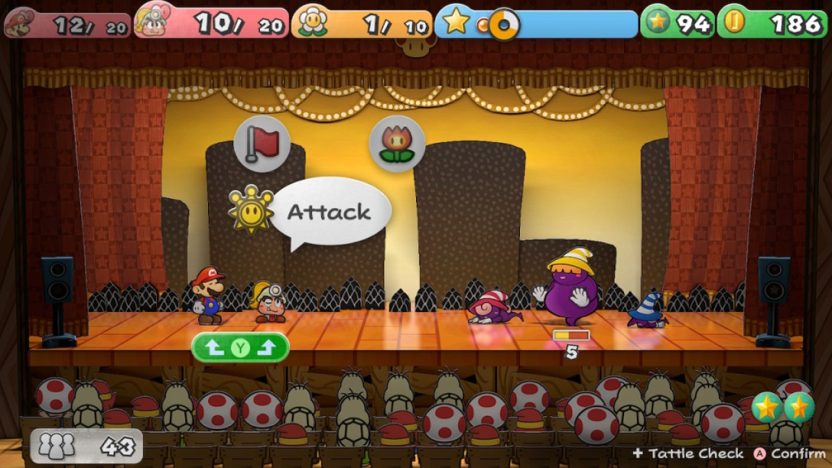 Mario kämpft im Rahmen der Spielrezension von The Escapist in der Papierausgabe von Mario: The Thousand-Year Door gegen die Drei Schatten.
