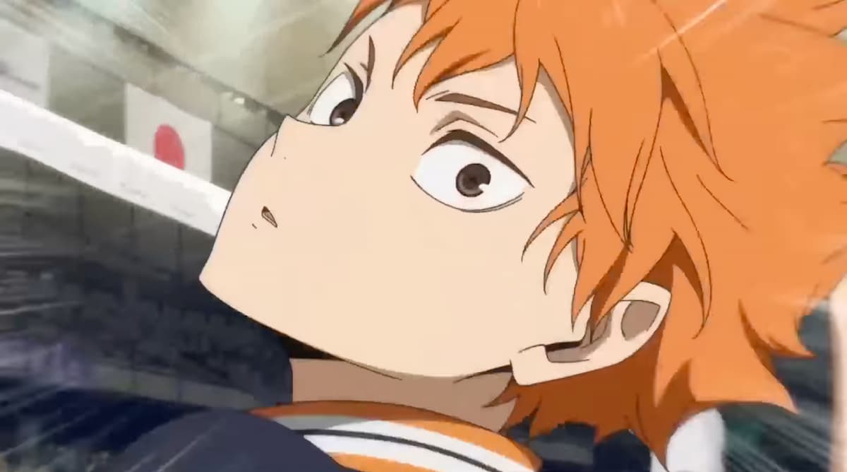 ein Standbild von Hinata, das kurz davor ist, in Haikyu aufzutauchen!! Die Müllcontainerschlacht