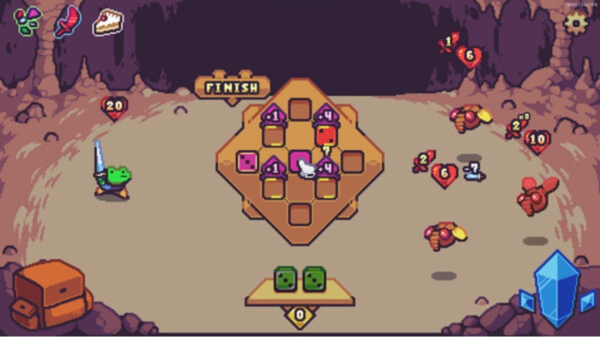 Gameplay-Screenshot aus dem Spiel „Die in the Dungeon“ mit Kampfmodus