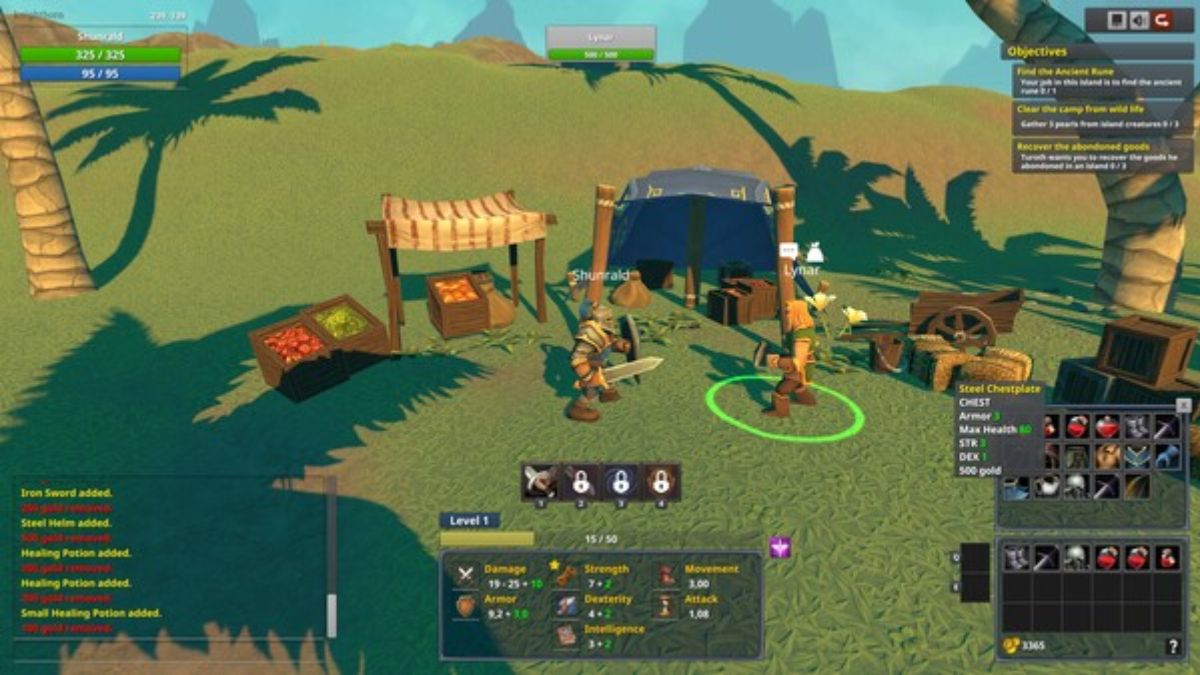 Screenshot des Gameplays des Rollenspiels Knightborn mit zwei Spielern, die im Online-Koop-Modus interagieren