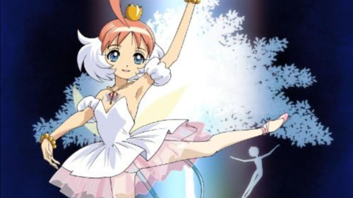 Screenshot aus dem Anime Princess Tutu Magical Girl Anime, der die Hauptfigur als Balletttänzerin zeigt
