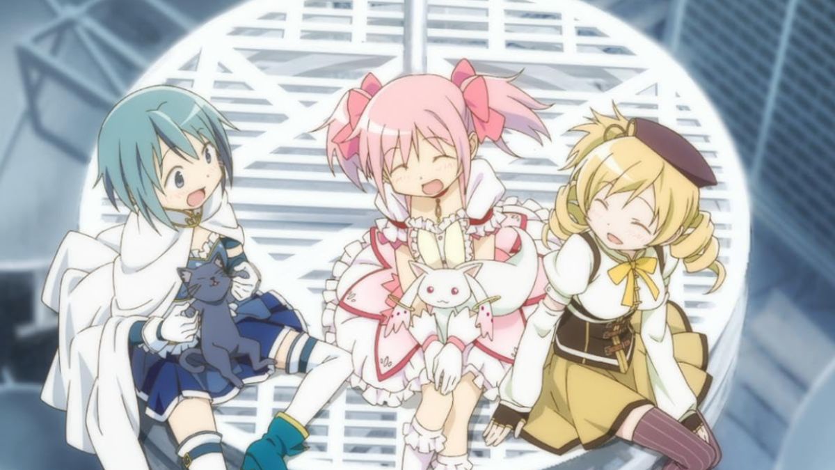 Die drei Hauptfiguren des Anime Puella Magi Madoka Magica 
